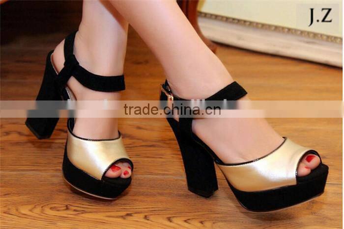 OS13 platform block high heel modern straps girl fashion shoes with platform patent upper pu
