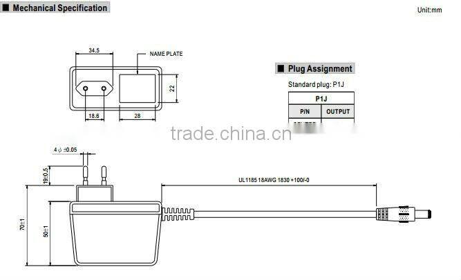 Meanwell 9v 1.66a adaptor/12~15W AC-DC Single Output Wall-mounted type