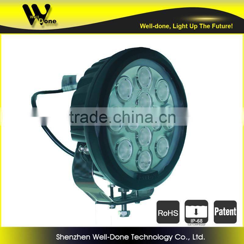 Super bright work light with angle eyes, super spot 4 degree angle,120W 8 inch round LED work light for heavy vehicle