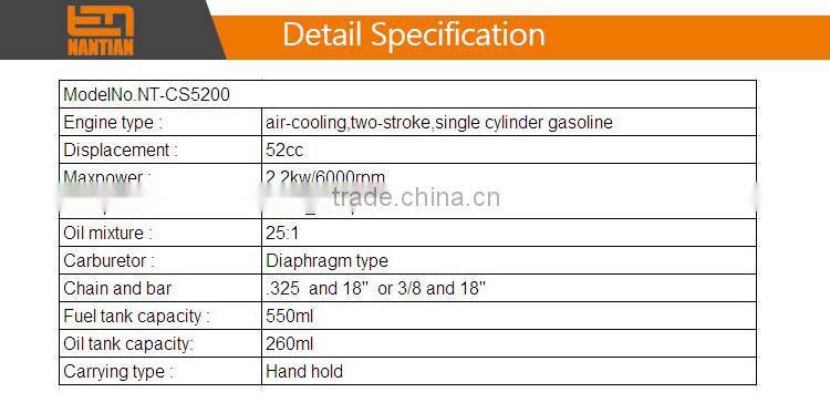 52cc pro gasoline chain saw best selling chain saw 5200 PRO CHAIN SAW