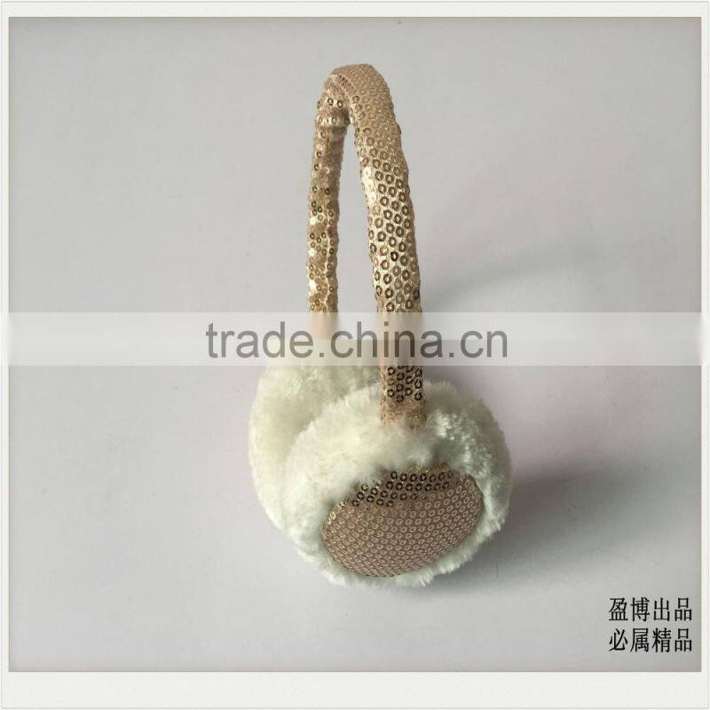 2016 ear muffs for girls Telescopic adjusting the size of girls rose red sequined bow Plush warm winter earmuffs