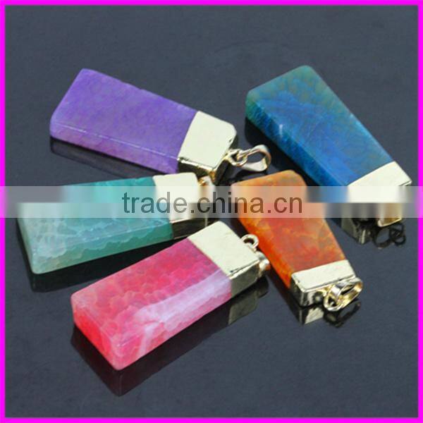 KJL-BD5153 Newest style! Wholesale Gold Plated Nature Butterfly shape druzy drusy agate stone double buckle pendant