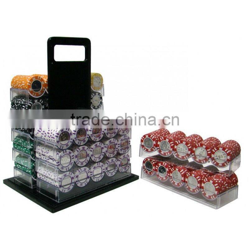 Coin Inlay Casino Poker Chip Set with Acrylic Case - 1000 Piece