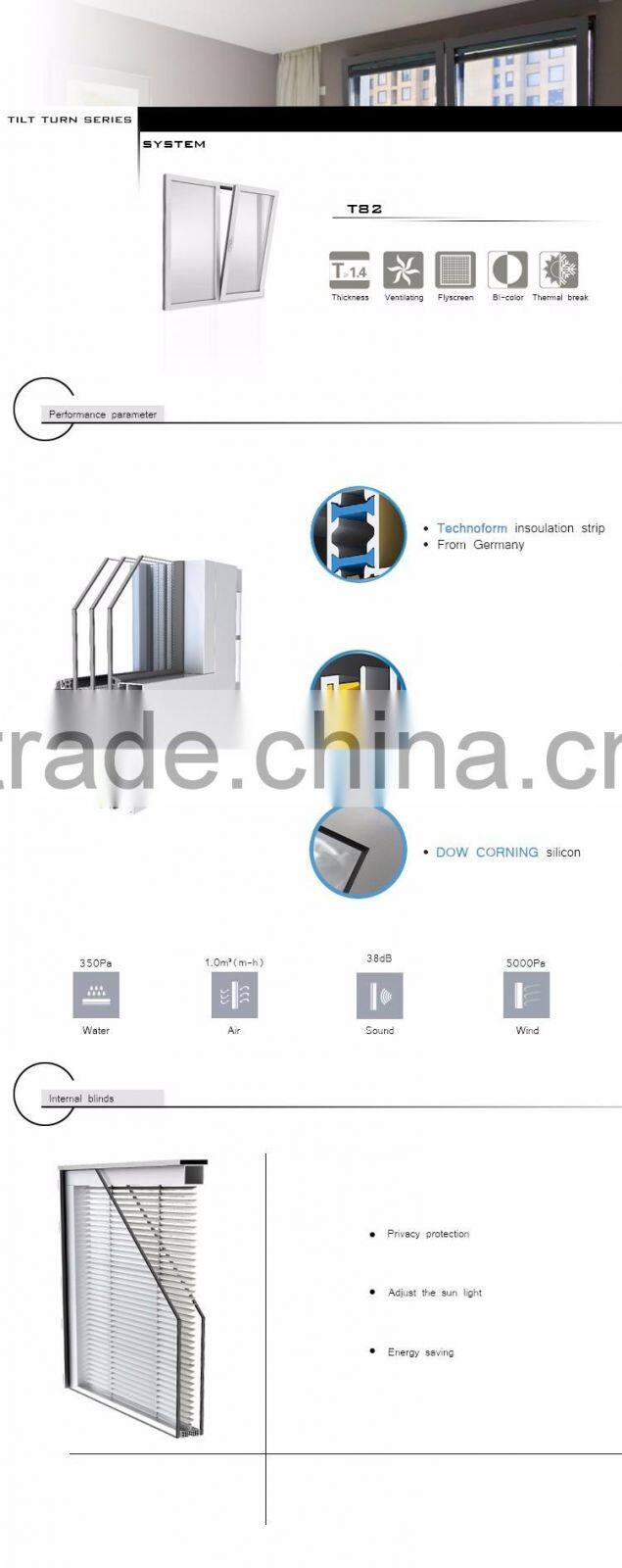 Inward Opening Casement Aluminum Tilt and Turn Window