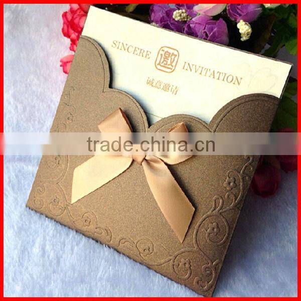 2014 New Design Hot Sale Paper Handmade Wedding Invitation Card