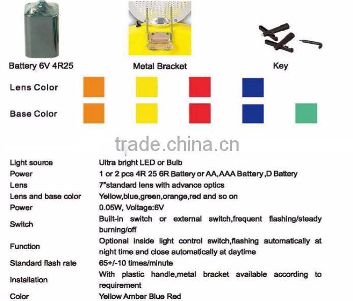 Yellow or Red Solar power Flashing Road Safety LED Warning Barricade Light