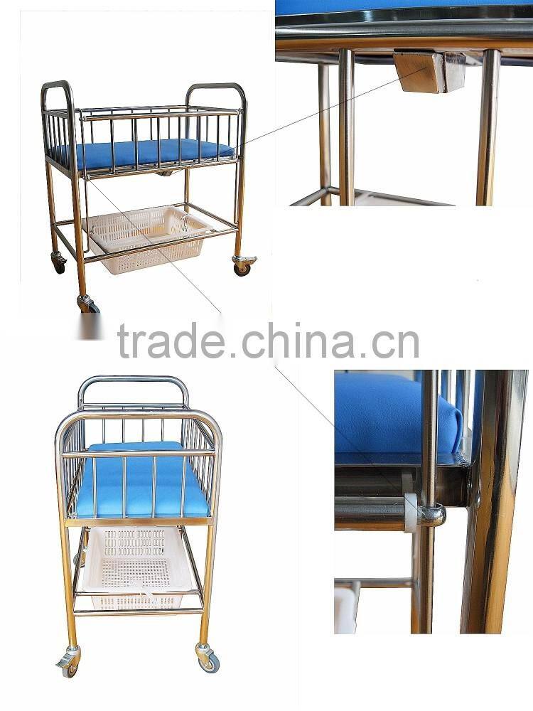 2016 New Movable Stainless Steel Single Infant Hospital Baby Bed