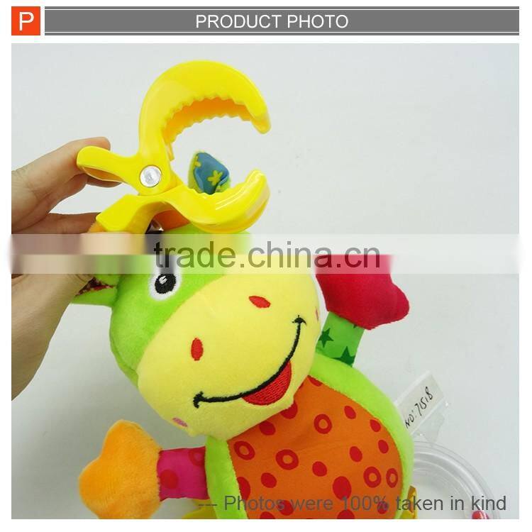 Super soft lovely plush cartoon animal baby bed rattle baby bell