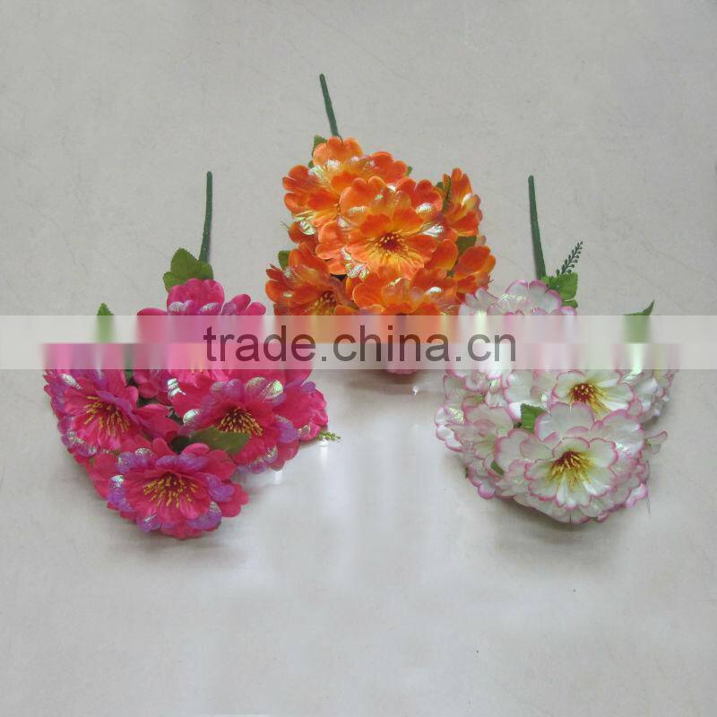 7 heads artificial peony flowers with organza