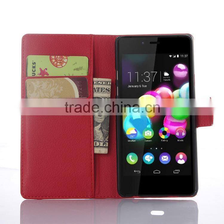 2015 Stylish Stand Wallet Lychee Leather phone cases for wiko highway pure wholesale