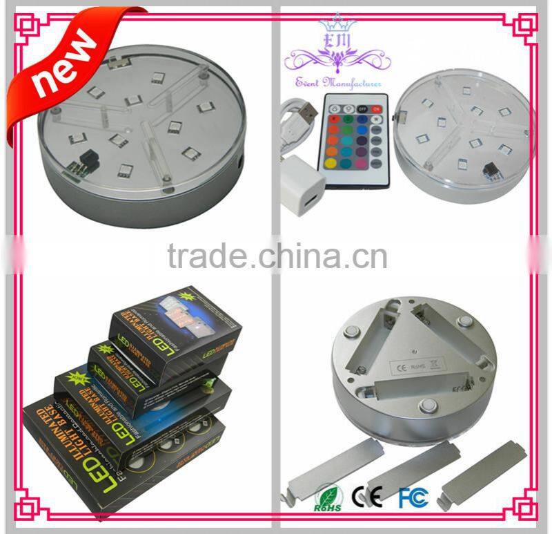 Multi-color led bottle light base 4 inch led coaster with RGB remote control