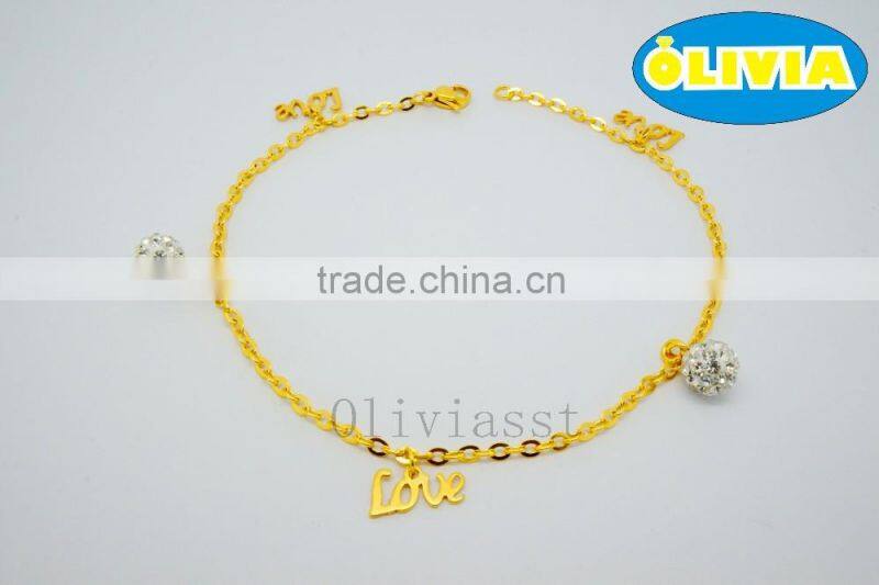 Olivia Jewelry Fashion Custom Wholesale Stainless Steel Stone Gold Anklets For Women