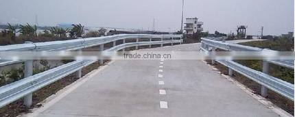 W beam steel highway guardrail