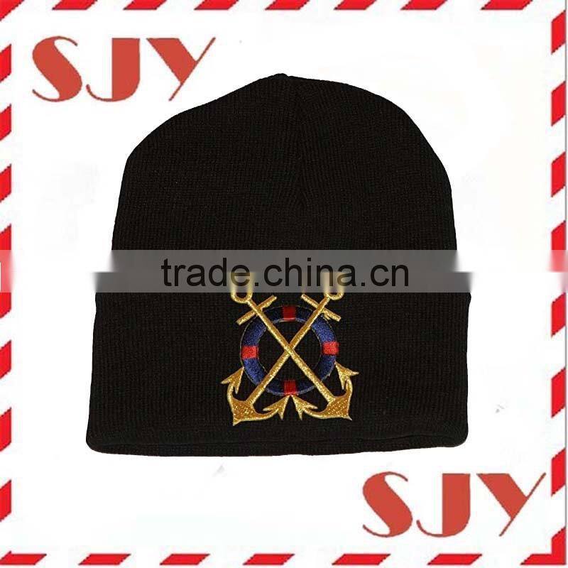 Fold Up Men's Beanie Hat Embroidery Winter Warm Hat