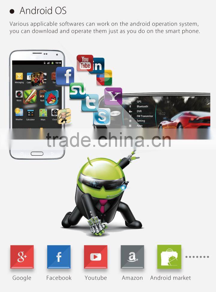 5inch Android syatem front record rearview mirror GPS navigator with fast back camera reflection and OEM bracket