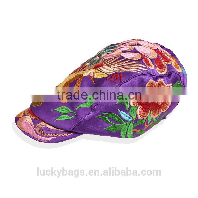 New fashion purple hat peacock pattern hat canvas 3d embroidery hat cheaper women hat