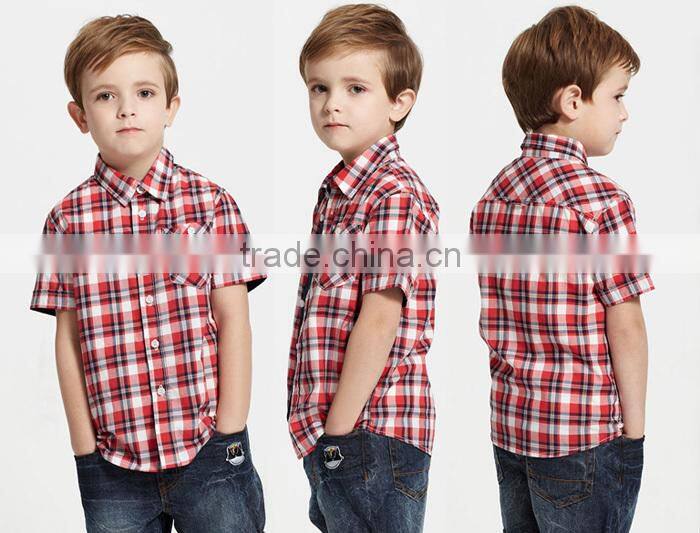 Kids dresses cheap cotton branded latest style custom checks boy shirt