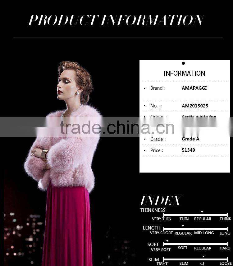 wholesale real pink fox fur jacket coat for women