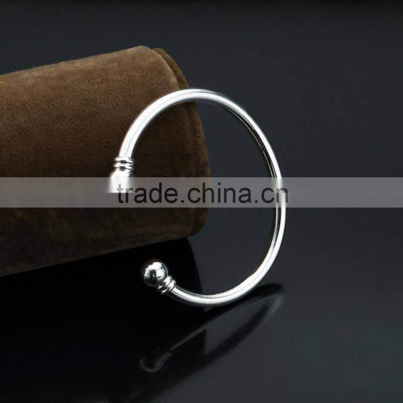 Women's New Arriva Cheap Silver Plated Open Double Beads Bangle for Best Gift