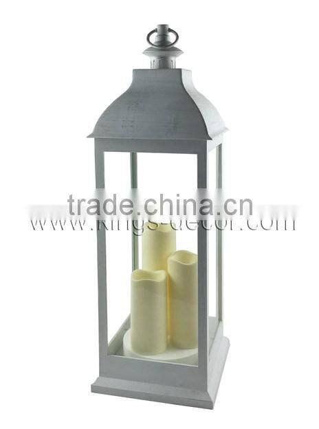 Big white plastic hurricane lantern with led candles