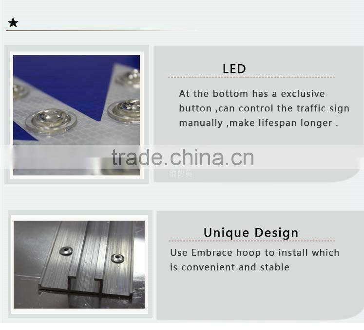 Road safety aluminum led flashing sign board solar powered traffic sign