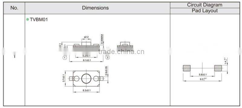 FTVBM01 smd 3.5x4.7mm exit push button switch