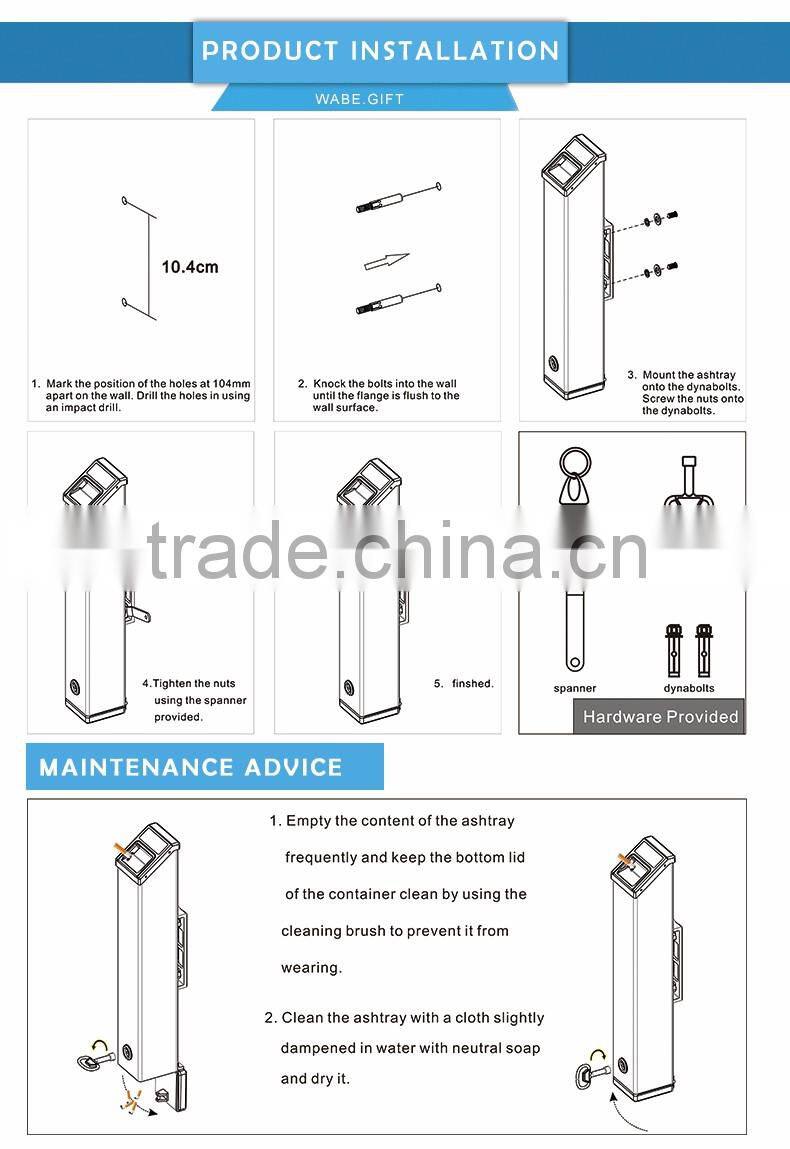 HIGH QUALITY aluminium outdoor wall mounted ashtray 101-SH