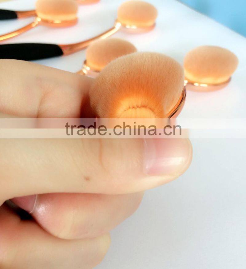 2017 Hot Sale 10pcs Cosmetic Brush Foundation Oval Makeup Brush Set