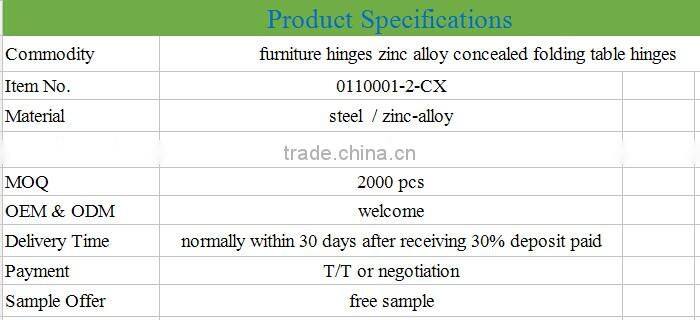 furniture hinges zinc alloy concealed folding table hinges