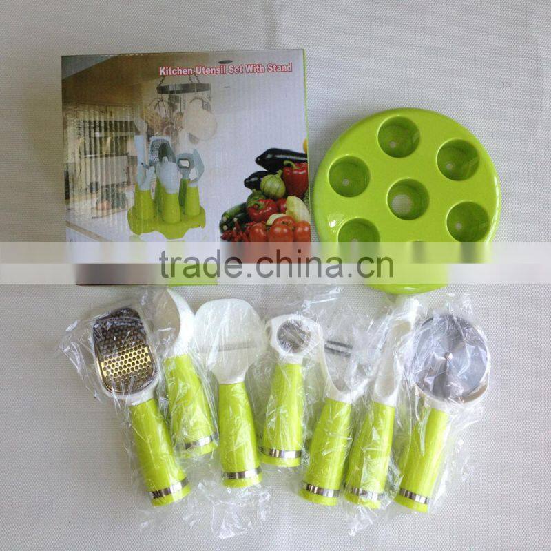 7 Components Eco-friendly Kitchen Utensil Set With Stand