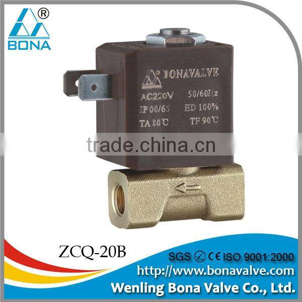 China Manufacturer BONA VALVE ZCQ-20B Industrial Gas Heater low lead Brass Solenoid Valve Orifice 2.2mm 24VDC