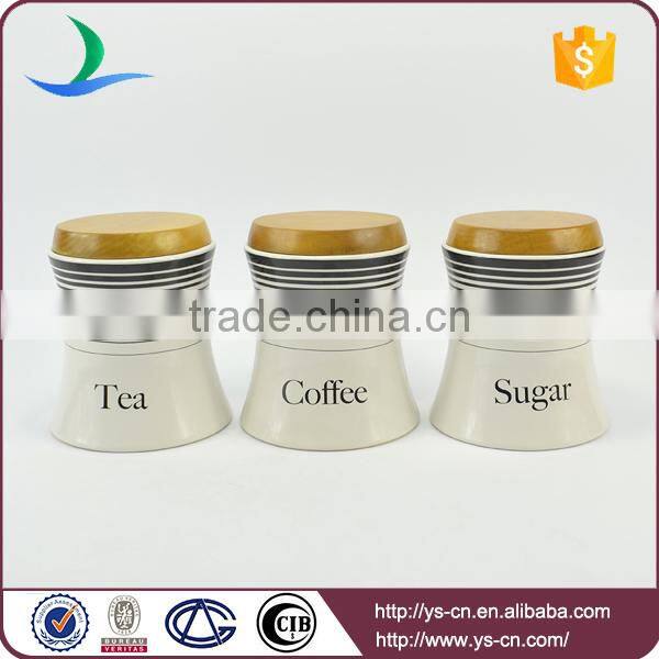 Wholesale ceramic storage Jars with wooden lid