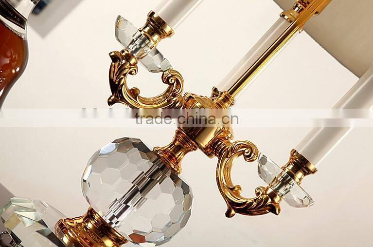 Concise design K9 clear crystal apple shape lamp body three candles table lamp