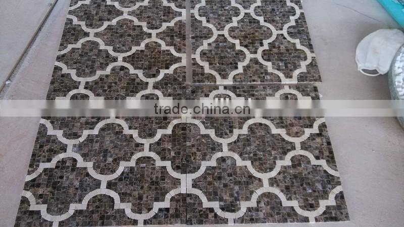 Dark emperador brown marble lantern mosaic tile