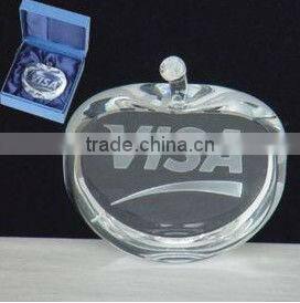 crystal apple paperweight with flat surface