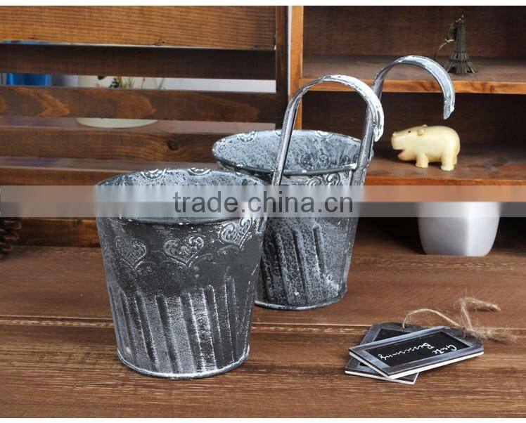 bulk antique black galvanized outdoor wall hanging metal planter