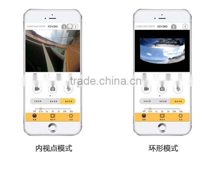 Newest Fashion 360 degree Full-Viewing sport dv camera 220 degree Fisheye Super wildangle Lens action camera