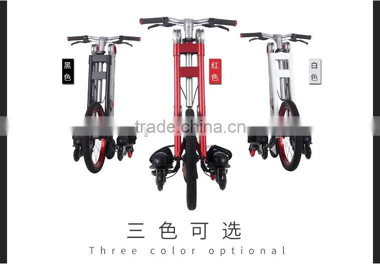 Newest Model Four wheel Roller Skating Shoes bike Folding Four wheel Skating Bike with Roller Skating Shoes For Adult