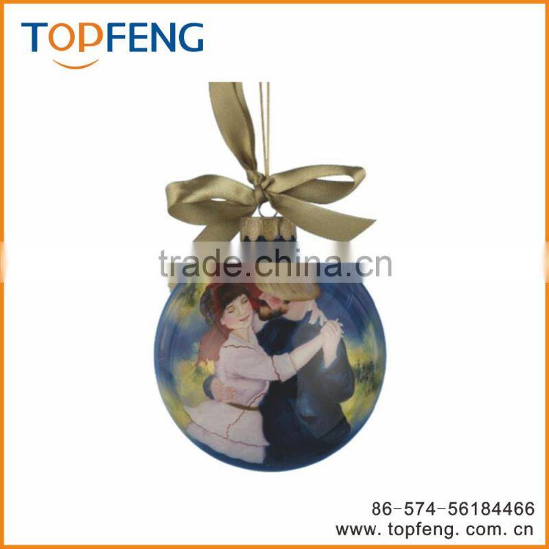 2016 hot design glass christmas painting ball/hanging glass ball/hanging glass ball
