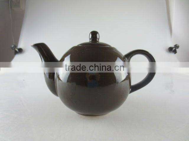 porcelain round teapot black-glazed