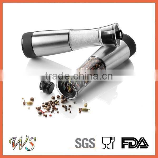 WS-PG29 9 Inches Stainless Steel salt and pepper mill with Clear Acrylic Body and Adjustable Ceramic Grinding Mechanism