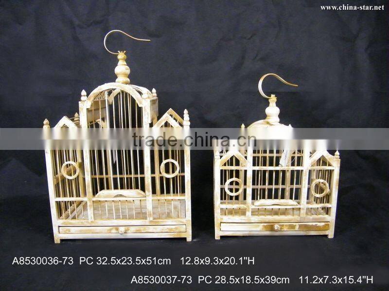 Hanging vintage antique Birdcage wooden