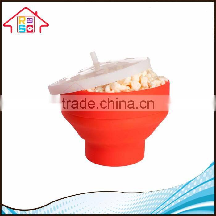 NBRSC Microwave Popcorn Popper Red Microwave Cookware Popcorn Maker Pop Bowl