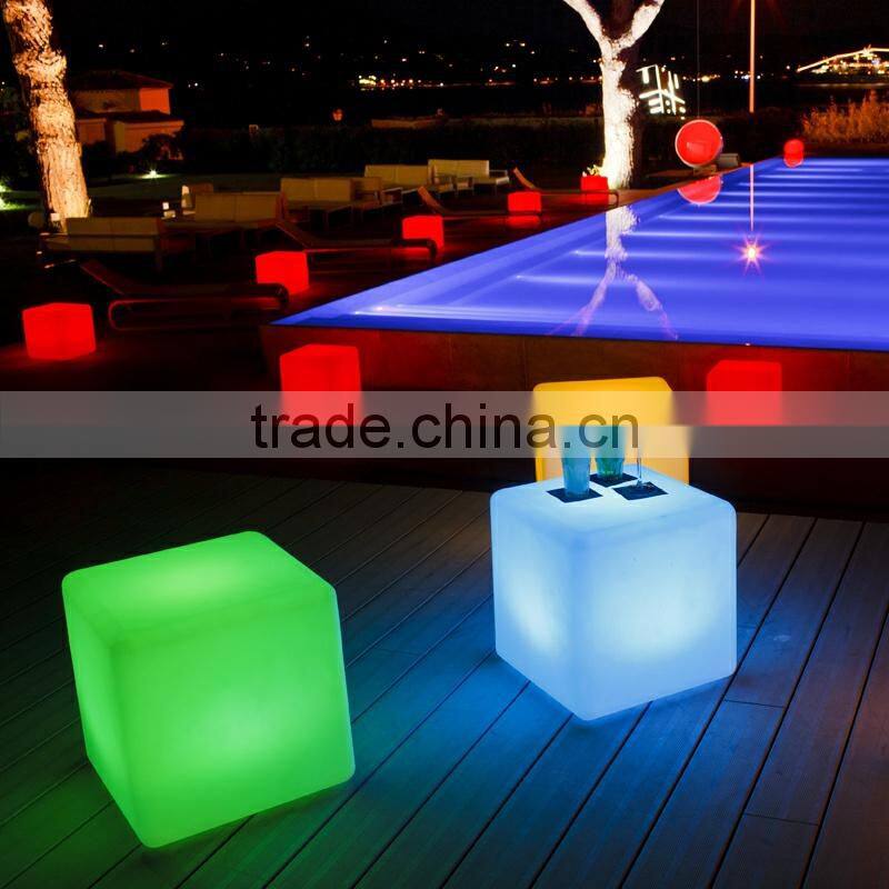 Energy saving 16 Colors Change led Plastic cube chair lighting with recahrgeable table
