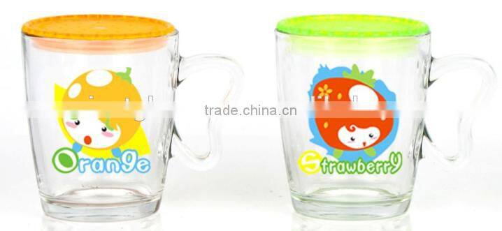 Environmental friendly glass coffee mugs with decal logo