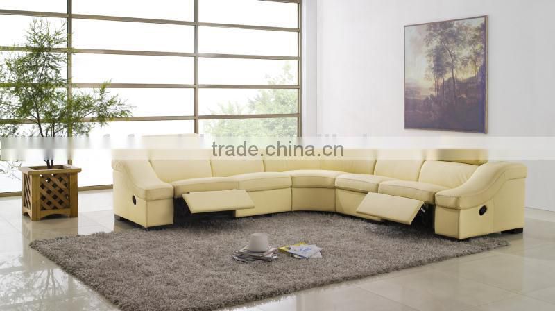 JR8021B modern Luxury Italian full thick orange cow leather living room Italy recliner sofa set