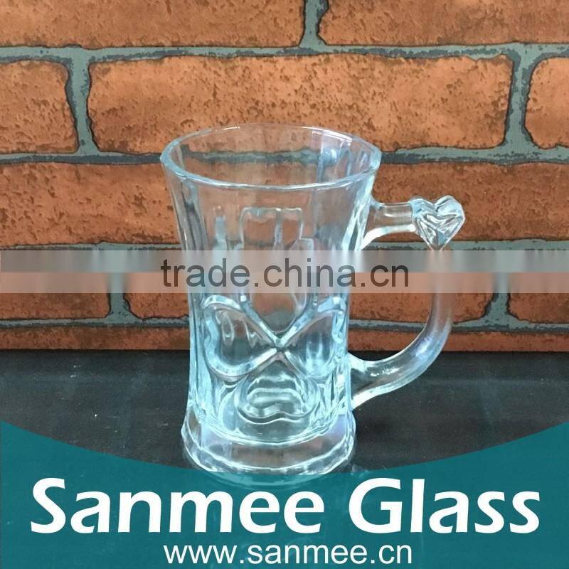 Wholesale Embossed Glass Tea Cup with Handle
