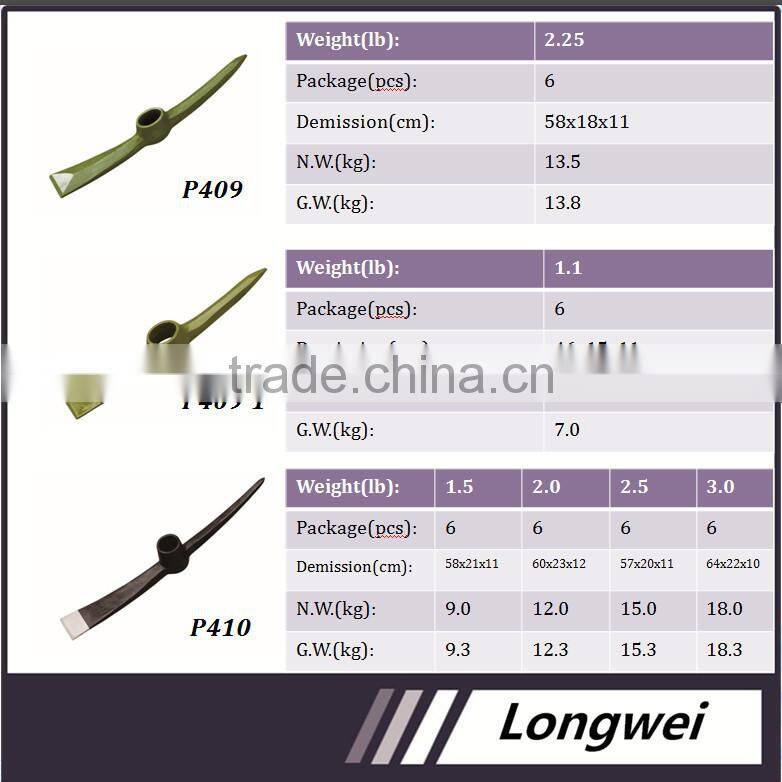 High quality angricultural forged pickaxes with fiberglass handle