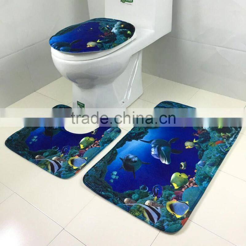 3pcs Bath Rug toliet seat/bath mat /toilet seat cover/hot sale