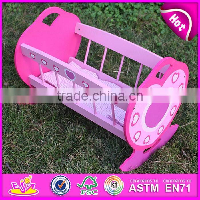 2016 New fashion baby wooden toy doll crib W06B018